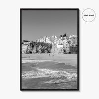 Albufeira Black and White Fine Art Photo Print, Algarve Portugal, Beach Wall Decor Poster