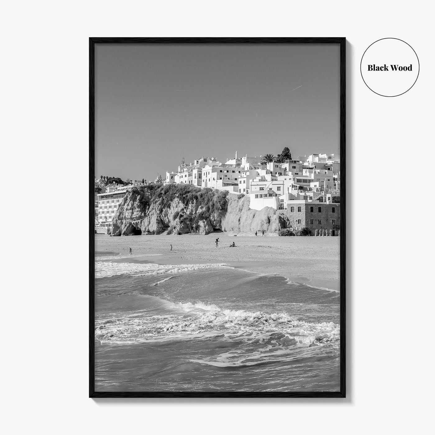 Albufeira Black and White Fine Art Photo Print, Algarve Portugal, Beach Wall Decor Poster