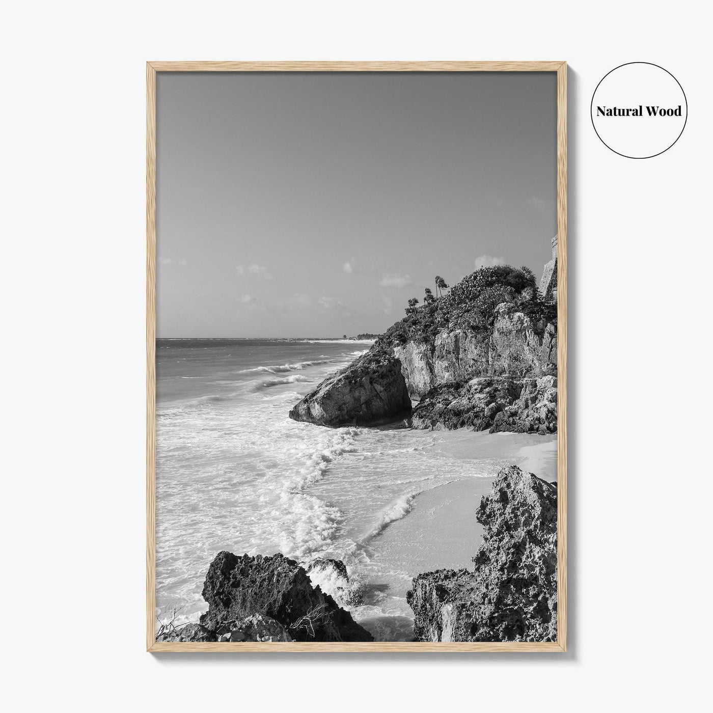 Tulum Black and White Fine Art Photo Print, Maya Ruins Quintana Roo Mexico Poster