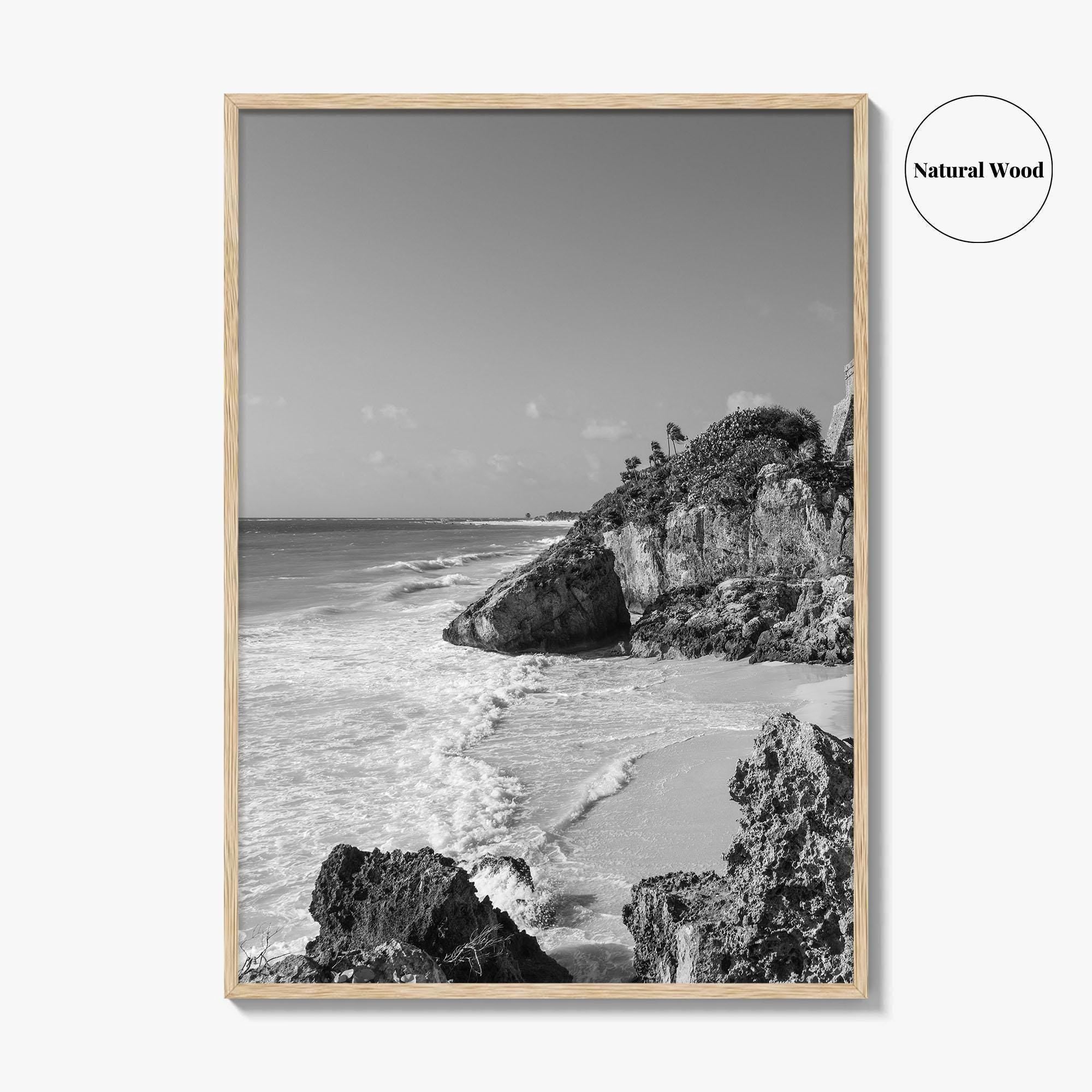 Tulum Black and White Fine Art Photo Print, Maya Ruins Quintana Roo Mexico Poster