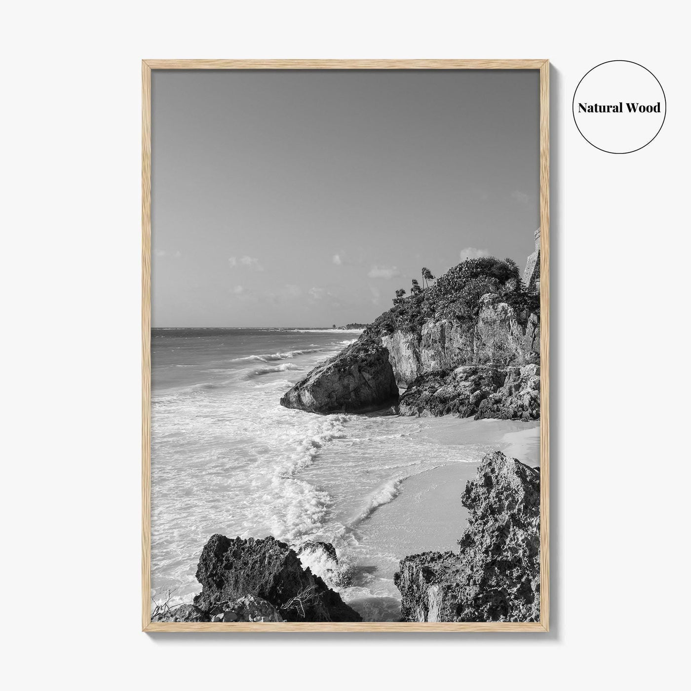 Tulum Black and White Fine Art Photo Print, Maya Ruins Quintana Roo Mexico Poster