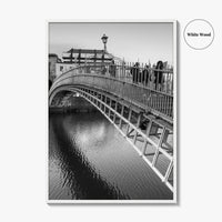 Dublin Black and White Fine Art Photo Print, Ha'penny Bridge, River Liffey, Ireland Poster