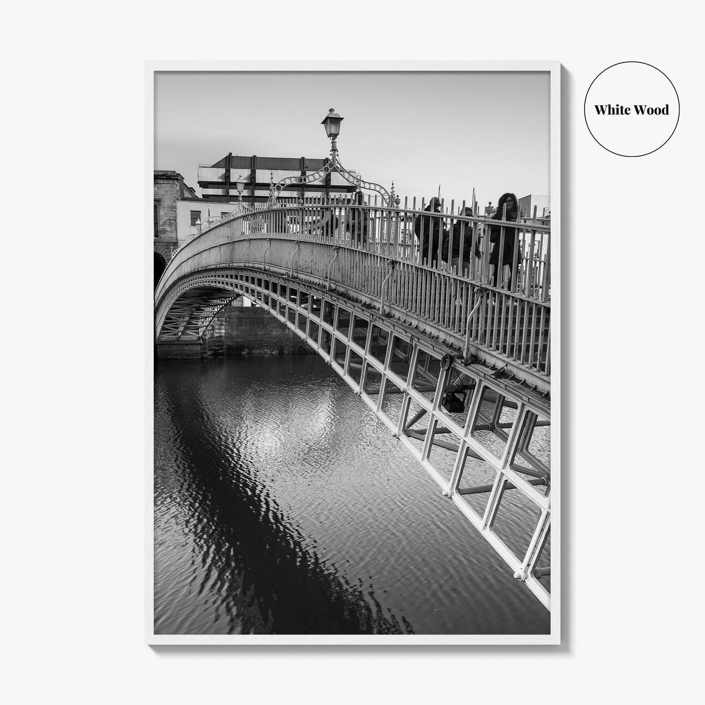 Dublin Black and White Fine Art Photo Print, Ha'penny Bridge, River Liffey, Ireland Poster
