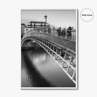 Dublin Black and White Fine Art Photo Print, Ha'penny Bridge, River Liffey, Ireland Poster