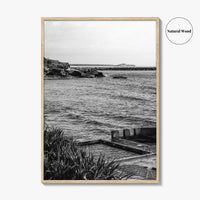 Yamba Black and White Fine Art Photo Print, Ocean Pool, NSW Australia Poster