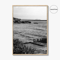 Yamba Black and White Fine Art Photo Print, Ocean Pool, NSW Australia Poster