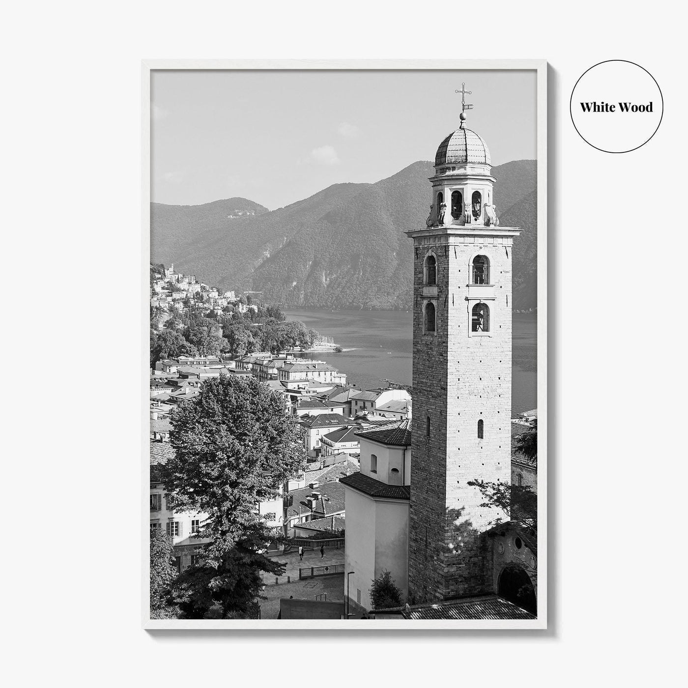 Lugano Black and White Fine Art Photo Print, Old Town, Ticino, Switzerland, Wall Decor