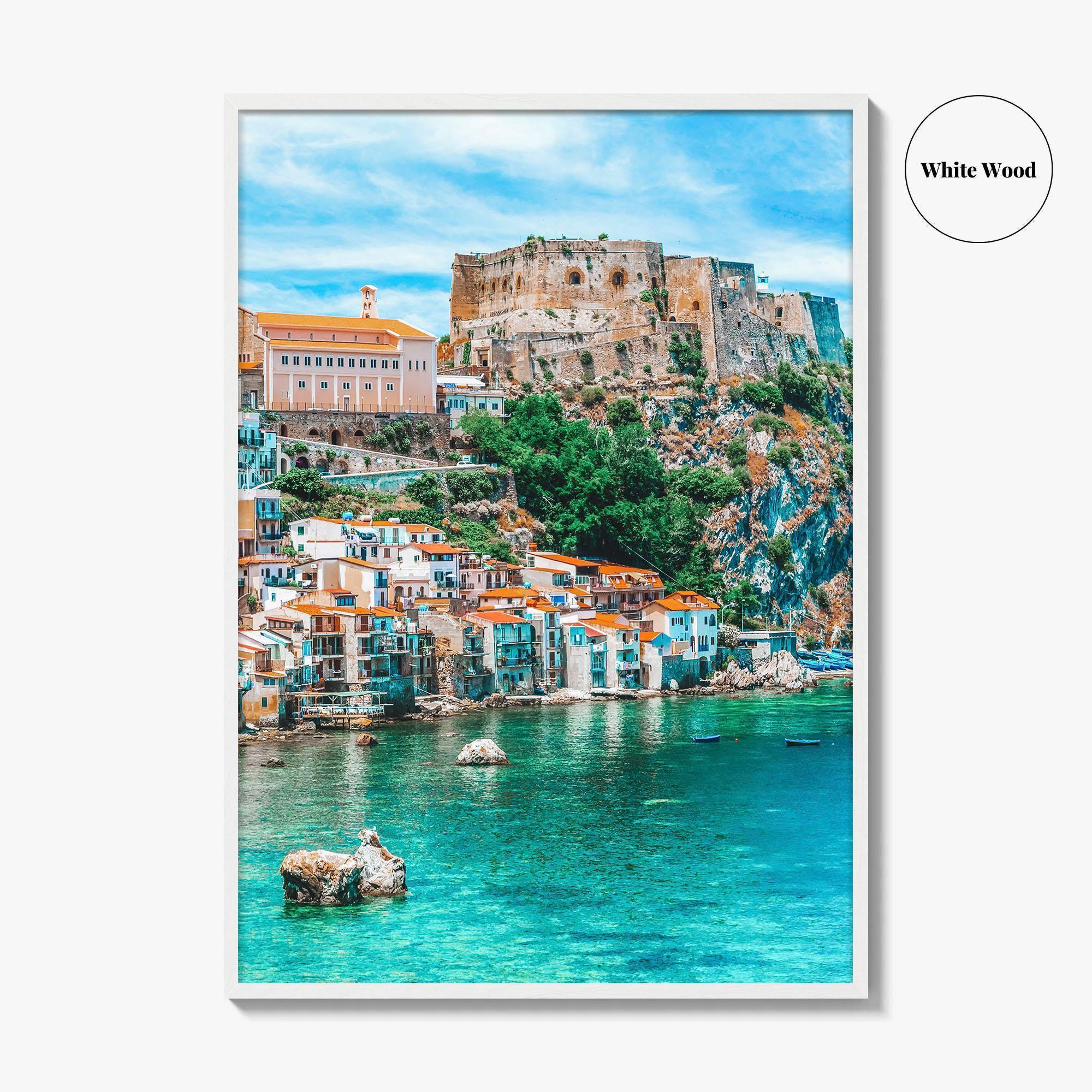 Calabria Fine Art Photo Print, Scilla Italy Wall Poster, Medieval Castle