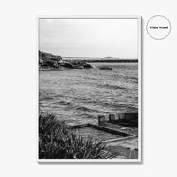 Yamba Black and White Fine Art Photo Print, Ocean Pool, NSW Australia Poster
