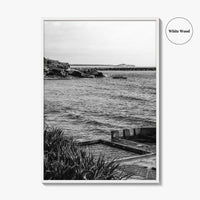 Yamba Black and White Fine Art Photo Print, Ocean Pool, NSW Australia Poster