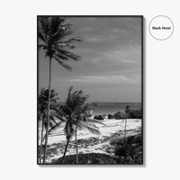 Barbados Black and White Fine Art Photo Print, Caribbean Beach Landscape Poster