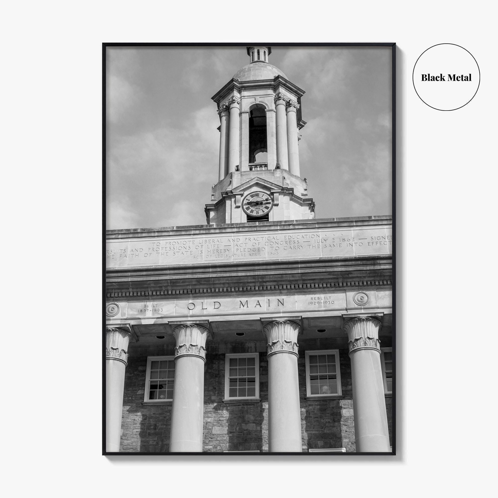 State College Black and White Fine Art Photo Print, Old Main University Park Poster