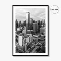 Dallas Skyline Black and White Fine Art Photo Print, Texas Poster, United States Poster