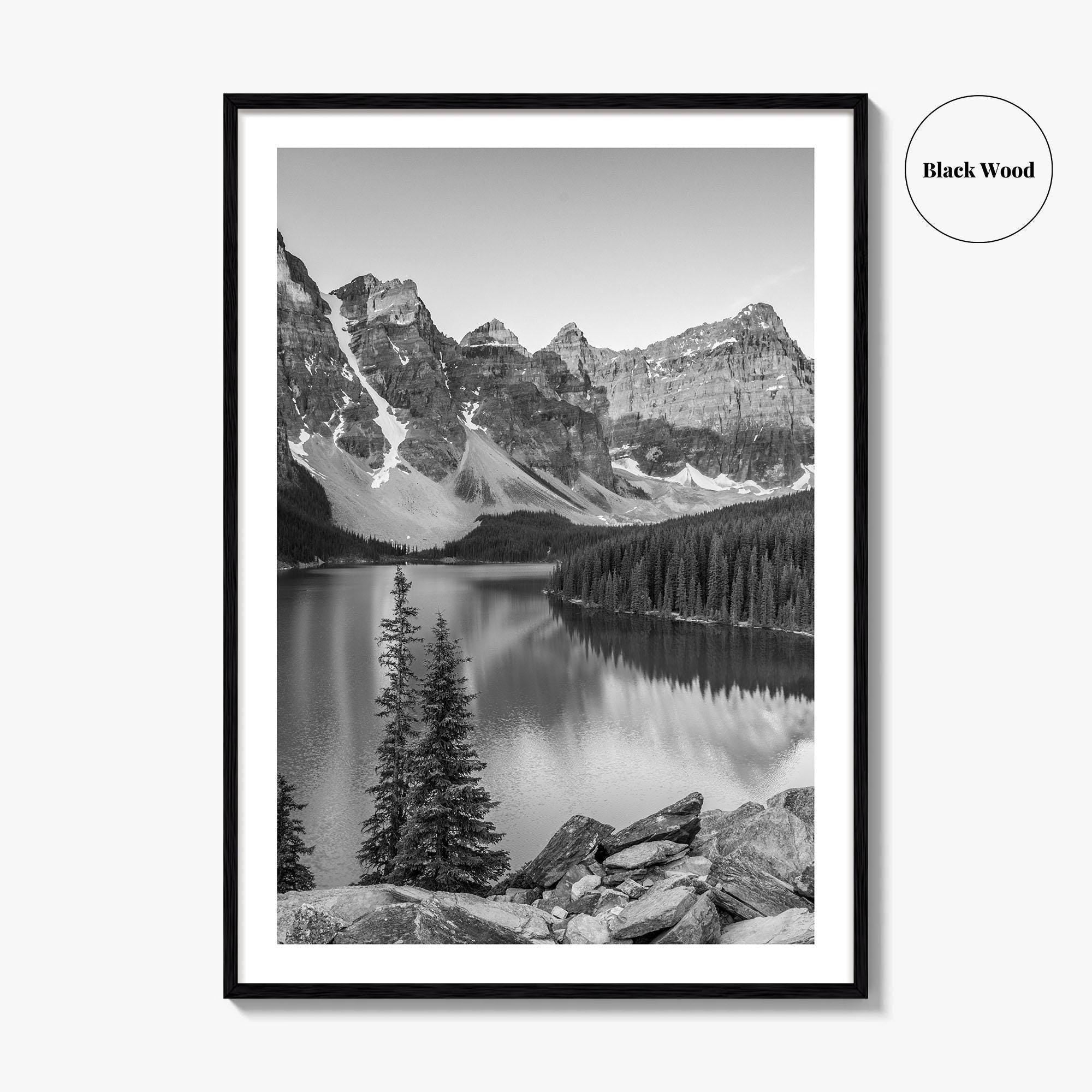 Moraine Lake Black and White Fine Art Photo Print, Banff, Alberta Canada