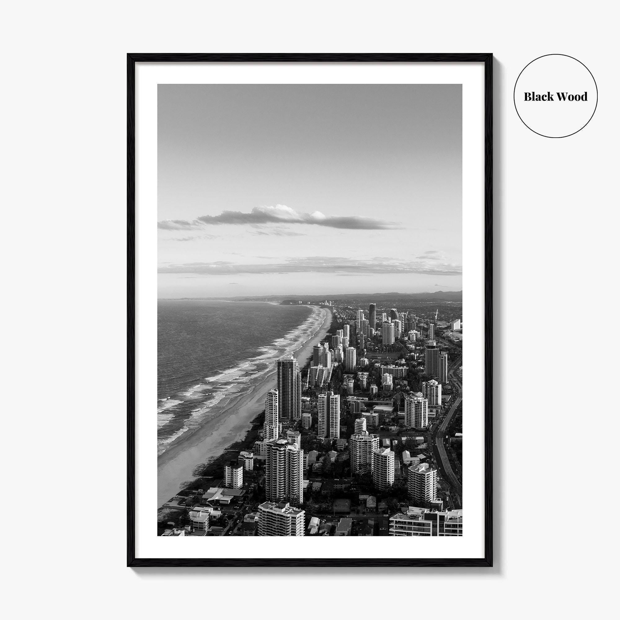 Gold Coast Black and White Fine Art Photo Print, Broadbeach, Queensland Australia Wall Decor