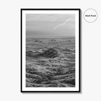Badlands National Park Black and White Fine Art Photo Print, South Dakota Panorama Poster