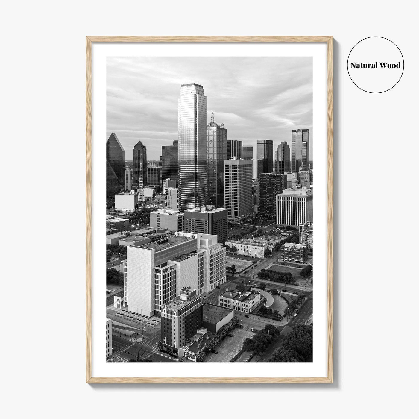 Dallas Skyline Black and White Fine Art Photo Print, Texas Poster, United States Poster