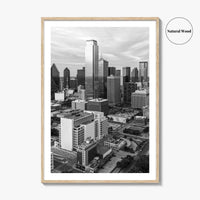 Dallas Skyline Black and White Fine Art Photo Print, Texas Poster, United States Poster