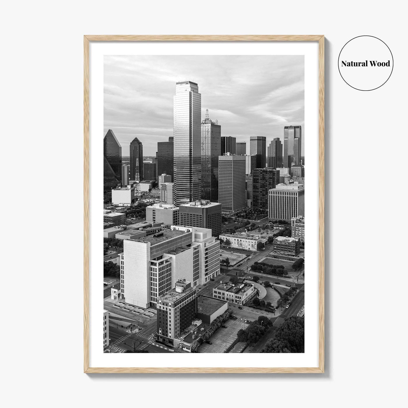 Dallas Skyline Black and White Fine Art Photo Print, Texas Poster, United States Poster