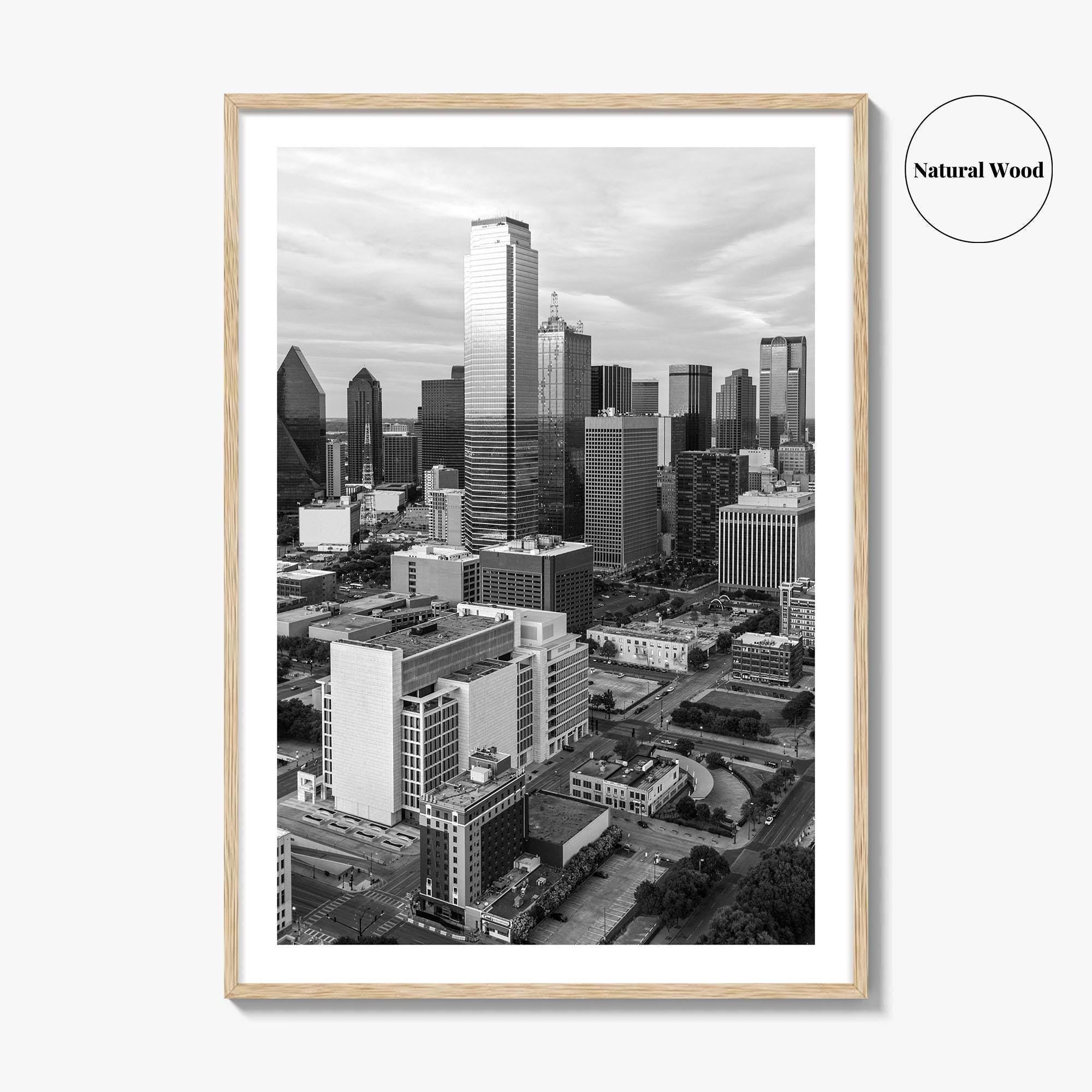 Dallas Skyline Black and White Fine Art Photo Print, Texas Poster, United States Poster