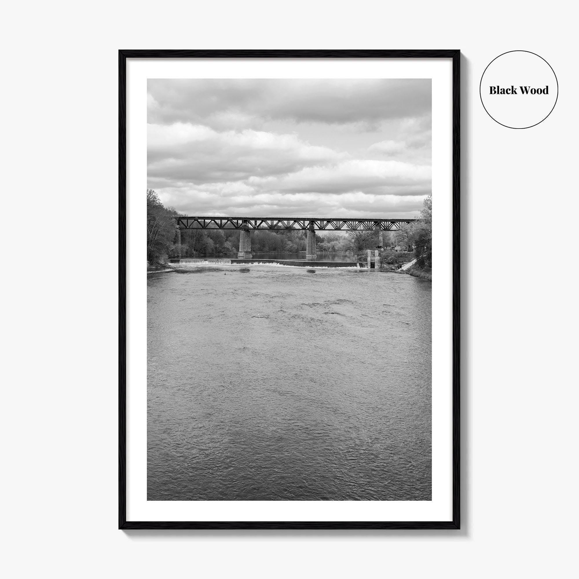 Paris Ontario Black and White Fine Art Photo Print, Grand River Bridge Canada Poster