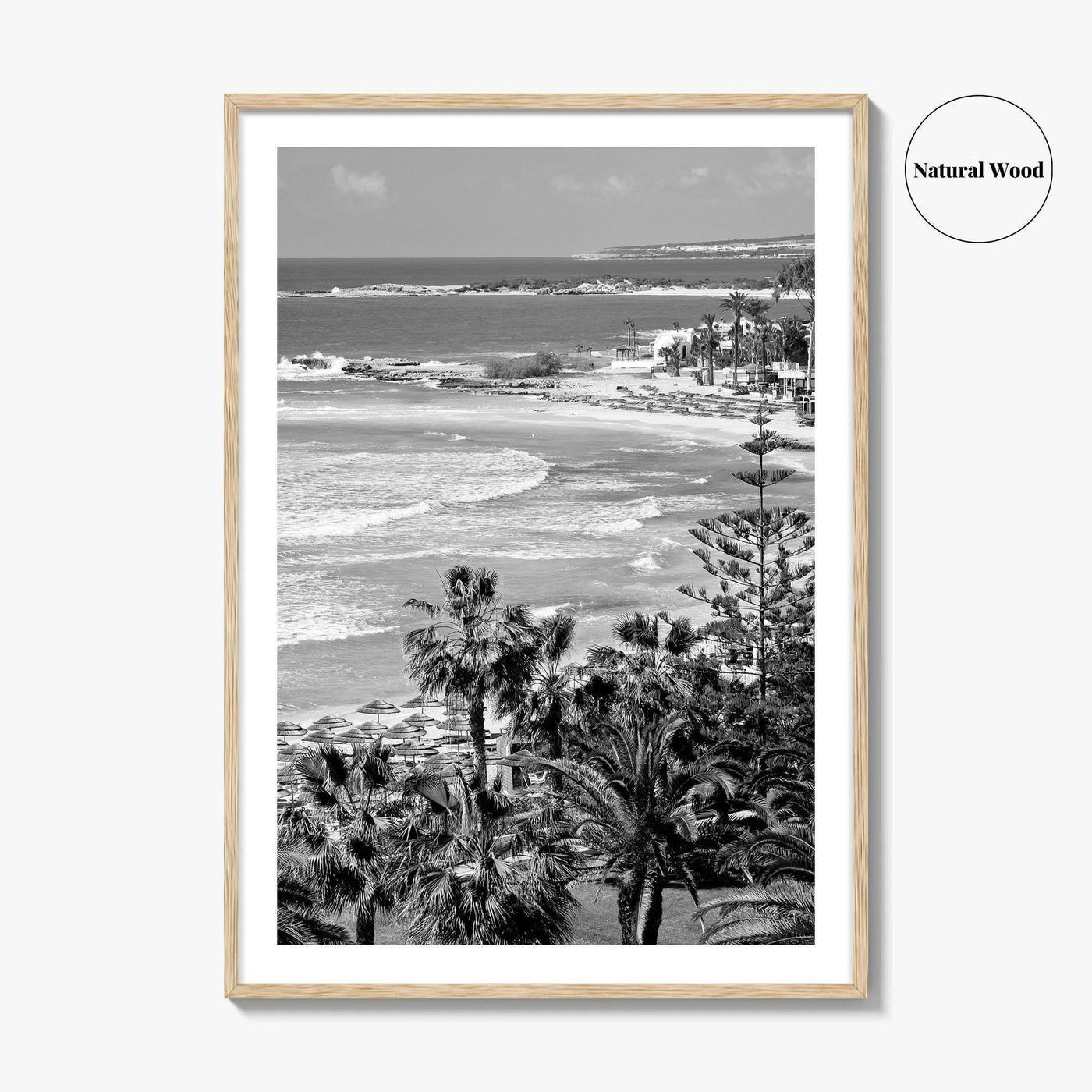 Cyprus Black and White Fine Art Photo Print, Mediterranean Sea Coastline Wall Poster, Europe