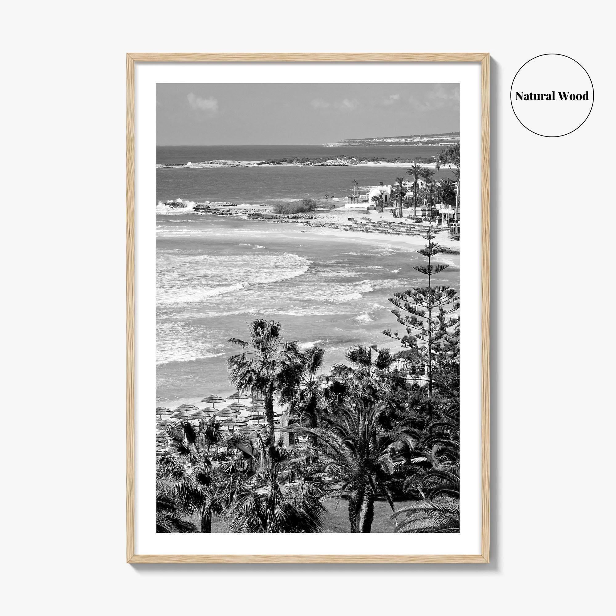 Cyprus Black and White Fine Art Photo Print, Mediterranean Sea Coastline Wall Poster, Europe
