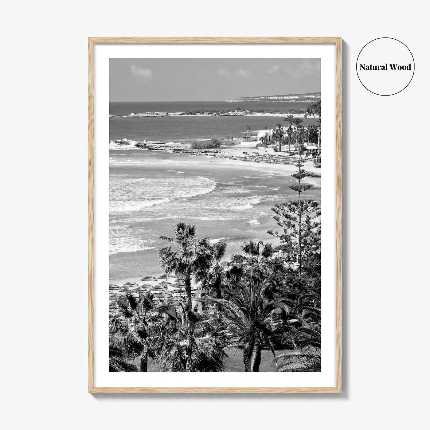 Cyprus Black and White Fine Art Photo Print, Mediterranean Sea Coastline Wall Poster, Europe