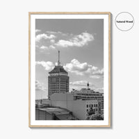 Fresno Skyline Black and White Fine Art Photo Print, Downtown California Poster