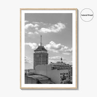 Fresno Skyline Black and White Fine Art Photo Print, Downtown California Poster