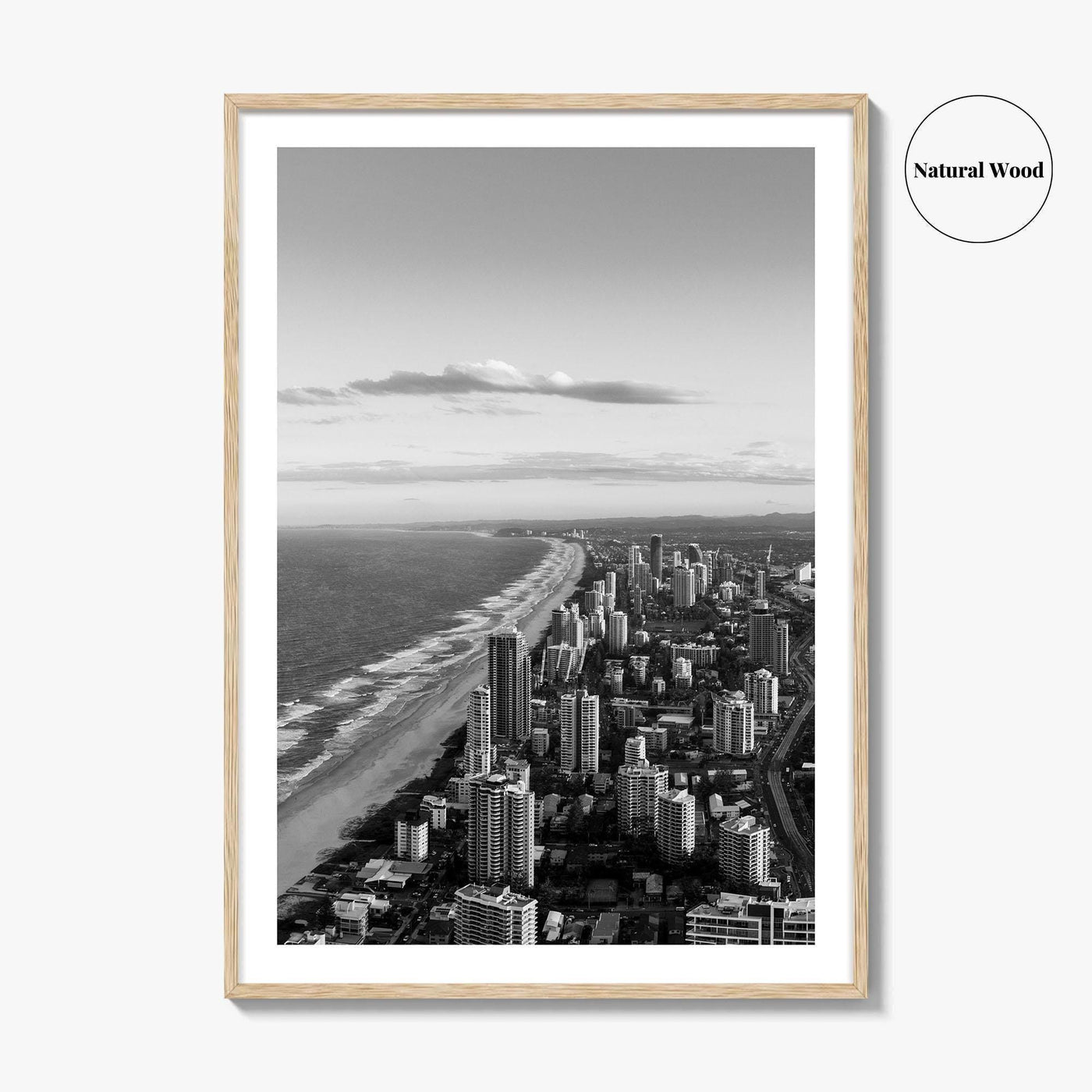 Gold Coast Black and White Fine Art Photo Print, Broadbeach, Queensland Australia Wall Decor