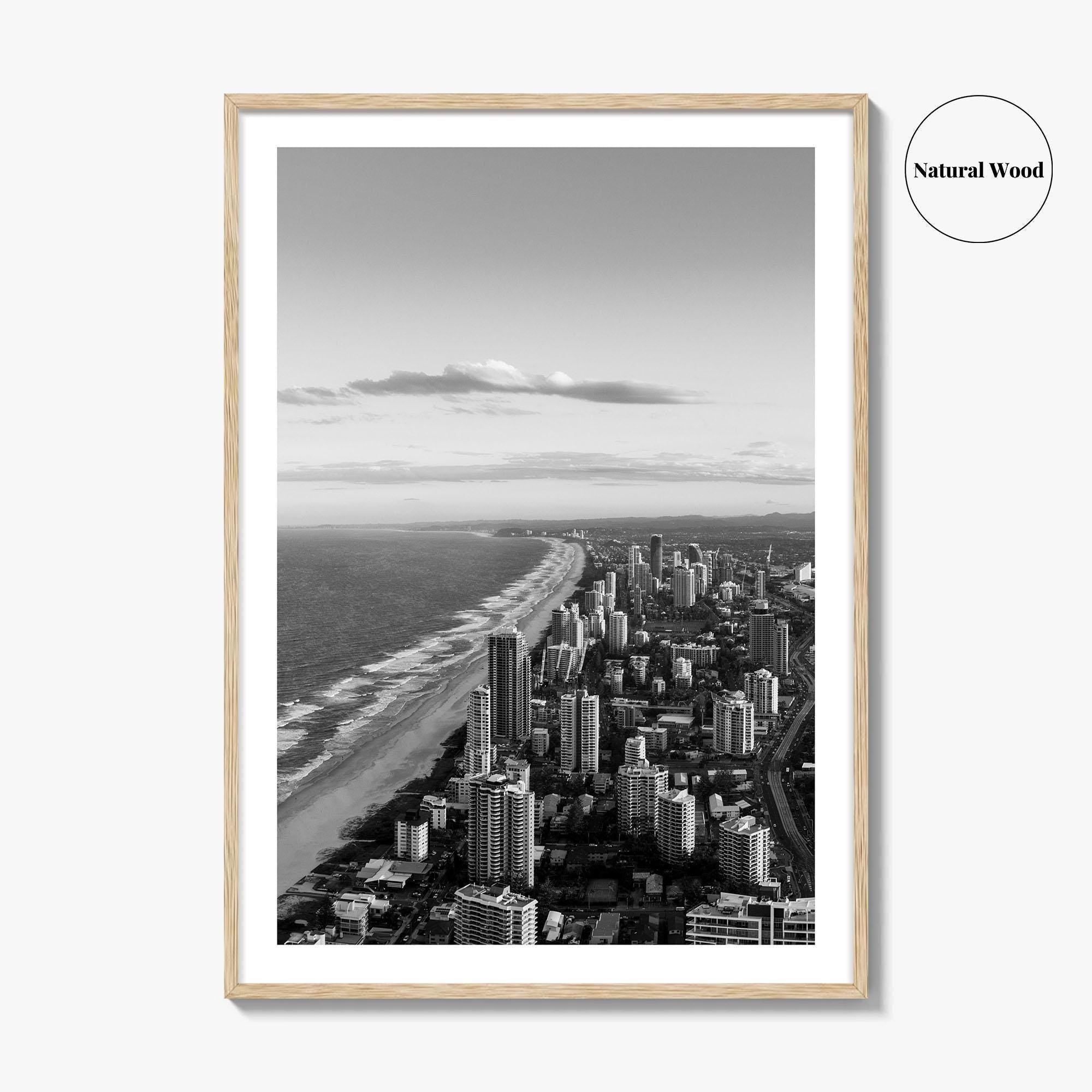 Gold Coast Black and White Fine Art Photo Print, Broadbeach, Queensland Australia Wall Decor