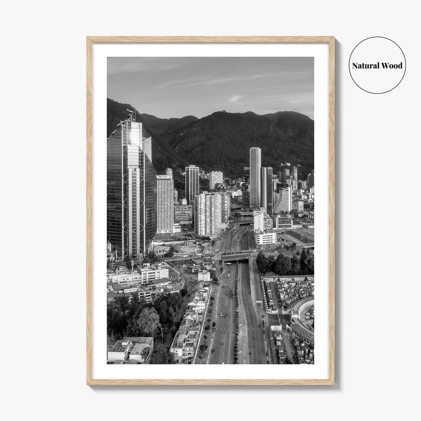 Bogota Skyline Black and White Fine Art Photo Print, Colombia Poster, International Center Downtown