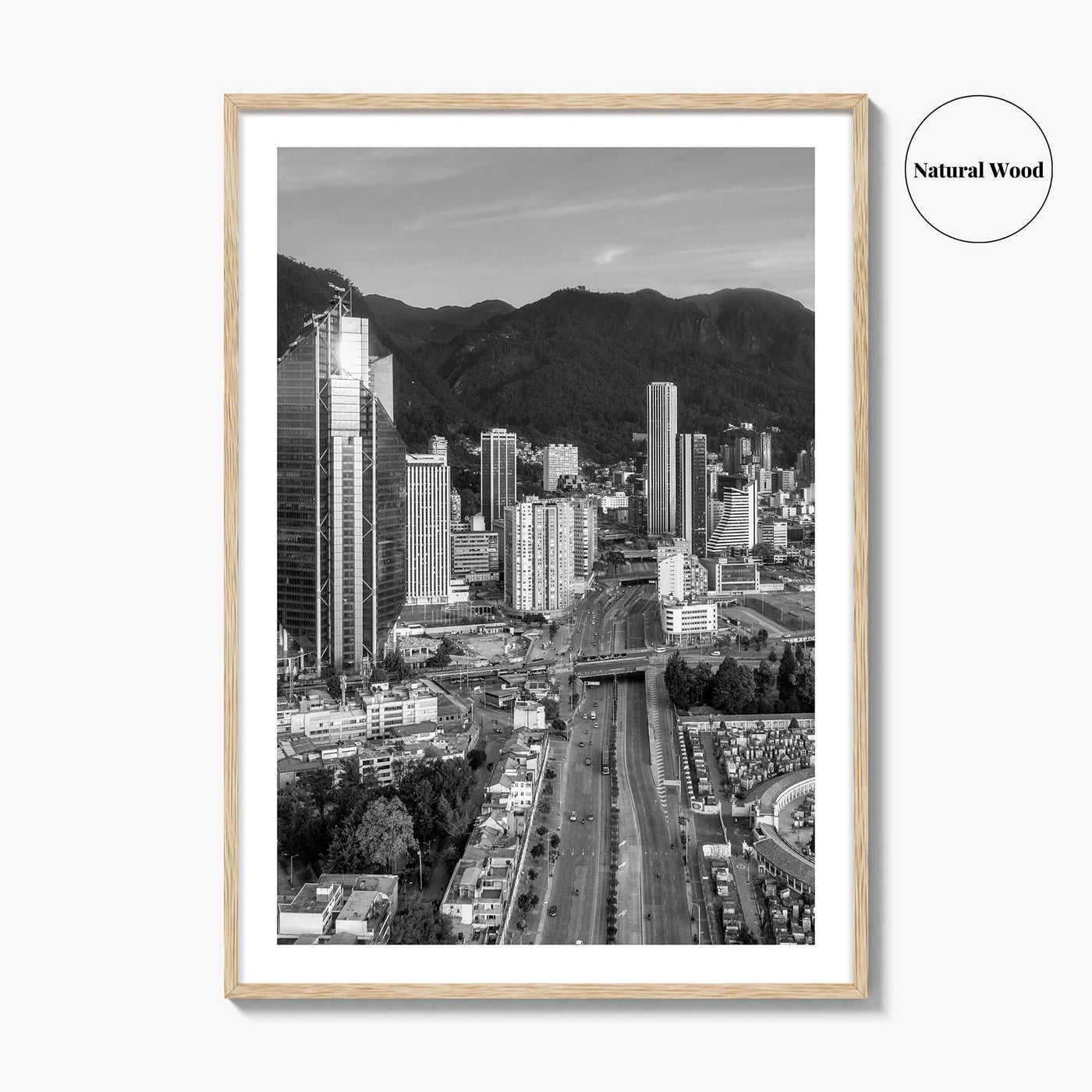 Bogota Skyline Black and White Fine Art Photo Print, Colombia Poster, International Center Downtown