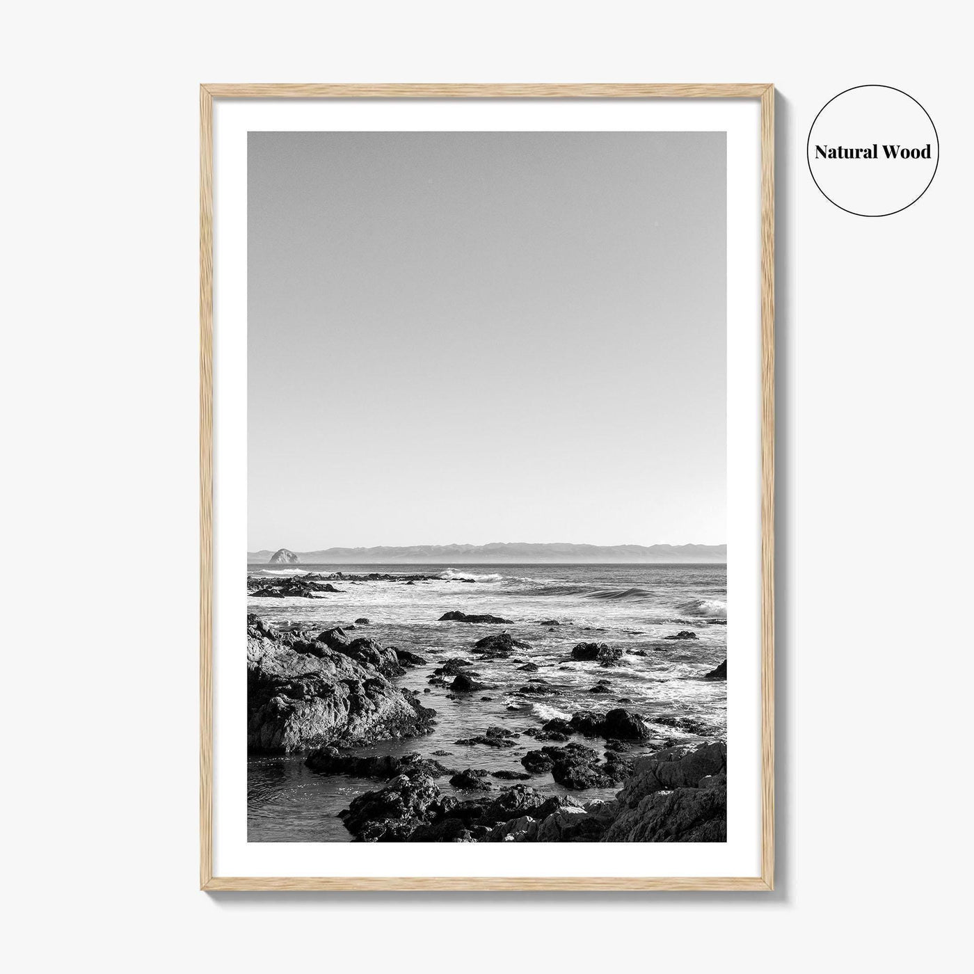 San Luis Obispo Black and White Fine Art Photo Print, Morro Bay Coastline Poster