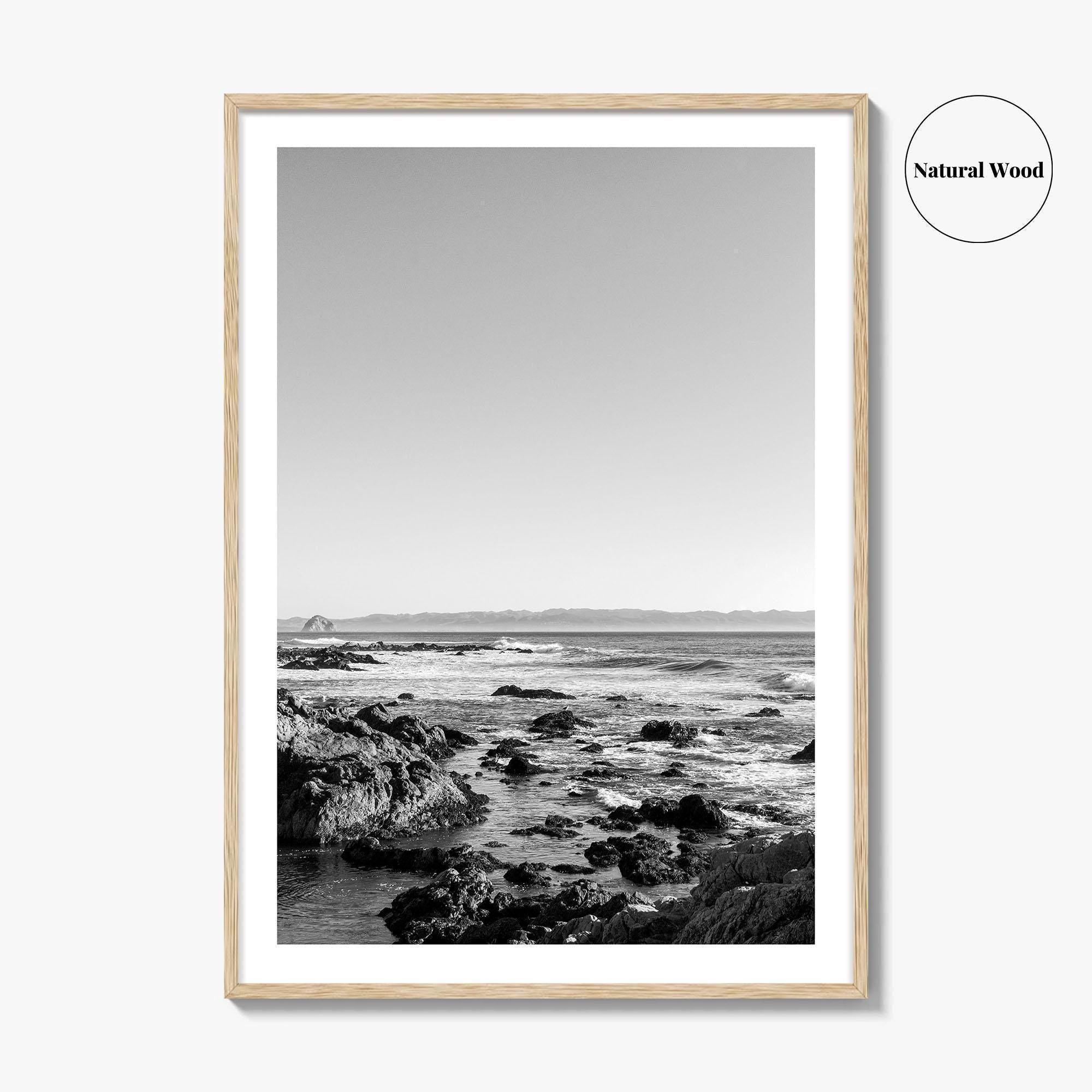 San Luis Obispo Black and White Fine Art Photo Print, Morro Bay Coastline Poster
