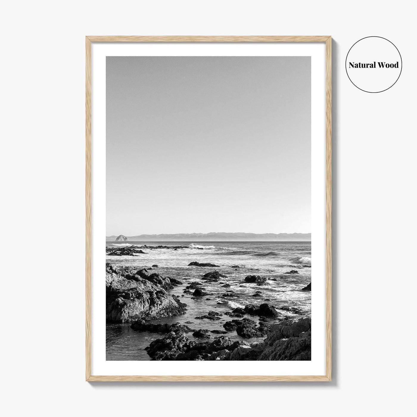 San Luis Obispo Black and White Fine Art Photo Print, Morro Bay Coastline Poster
