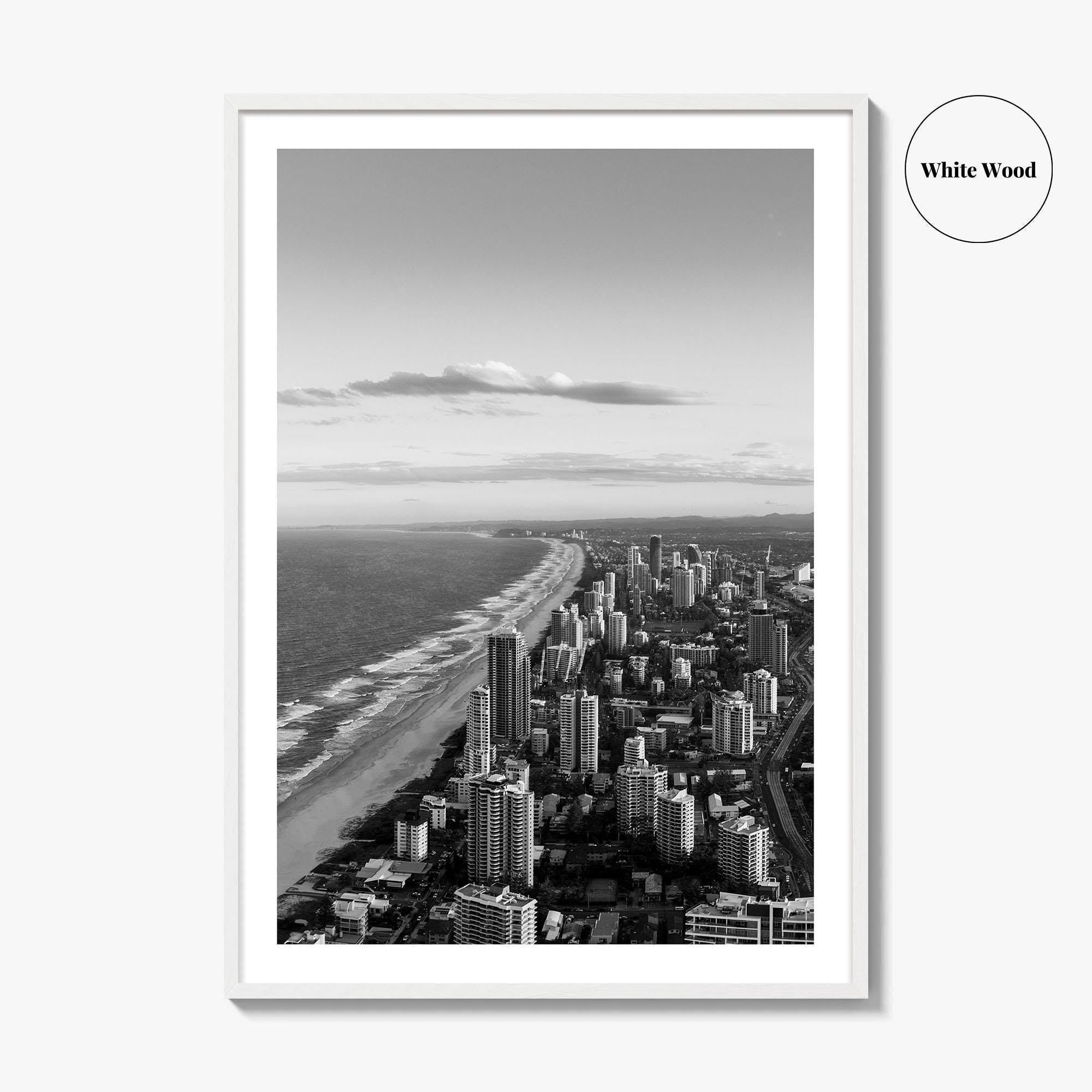 Gold Coast Black and White Fine Art Photo Print, Broadbeach, Queensland Australia Wall Decor