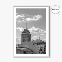 Fresno Skyline Black and White Fine Art Photo Print, Downtown California Poster