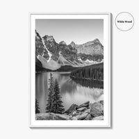 Moraine Lake Black and White Fine Art Photo Print, Banff, Alberta Canada