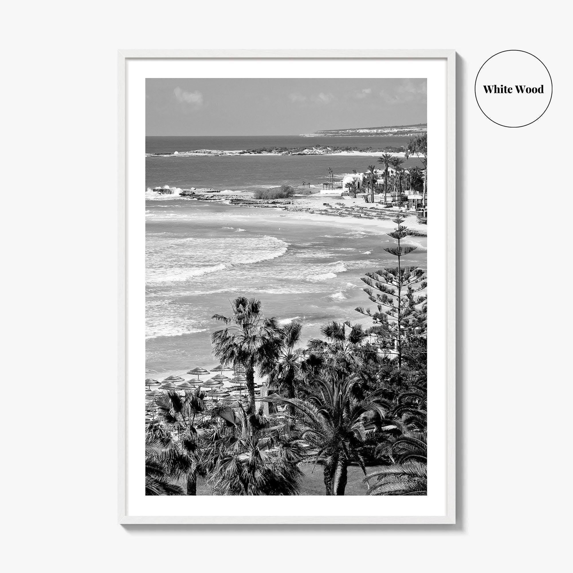 Cyprus Black and White Fine Art Photo Print, Mediterranean Sea Coastline Wall Poster, Europe