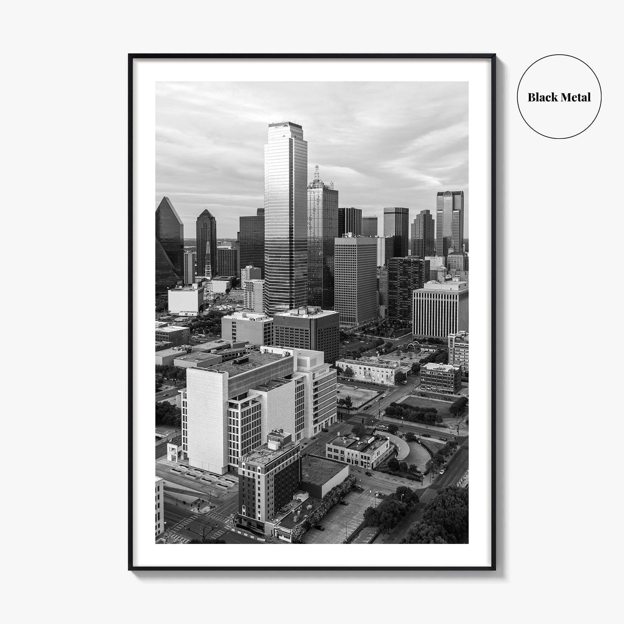 Dallas Skyline Black and White Fine Art Photo Print, Texas Poster, United States Poster
