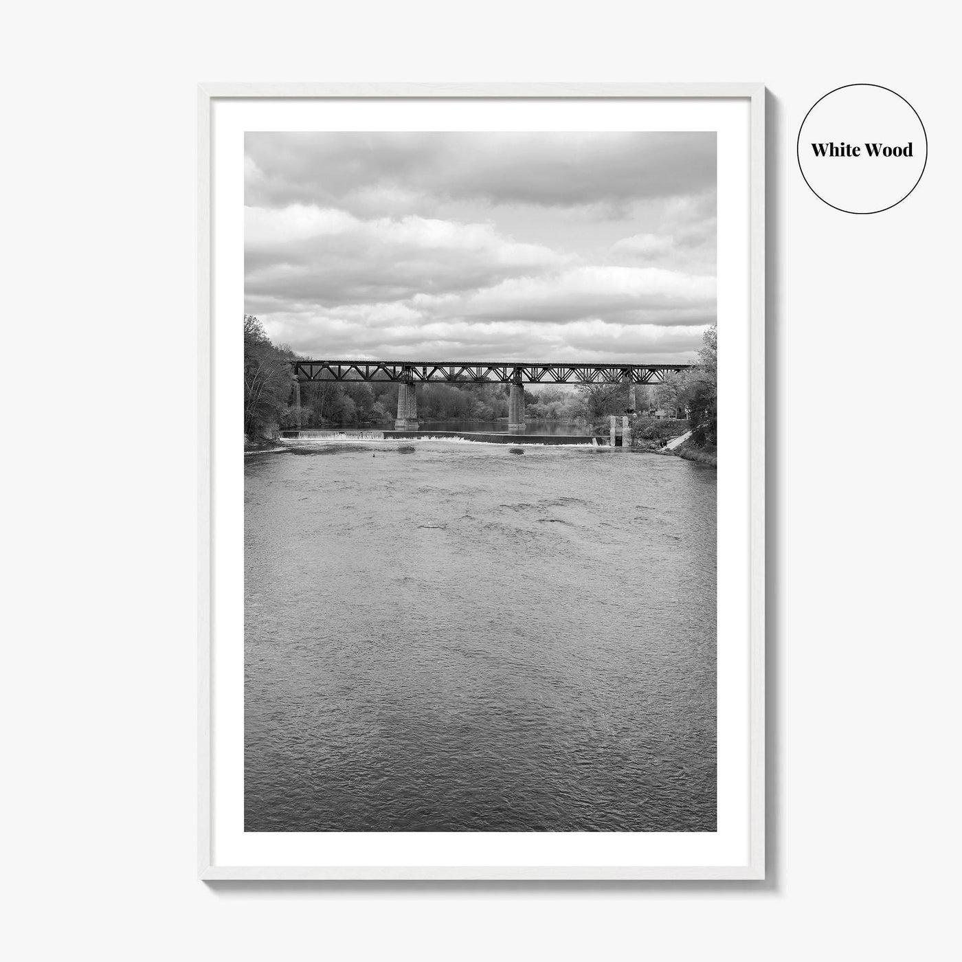 Paris Ontario Black and White Fine Art Photo Print, Grand River Bridge Canada Poster