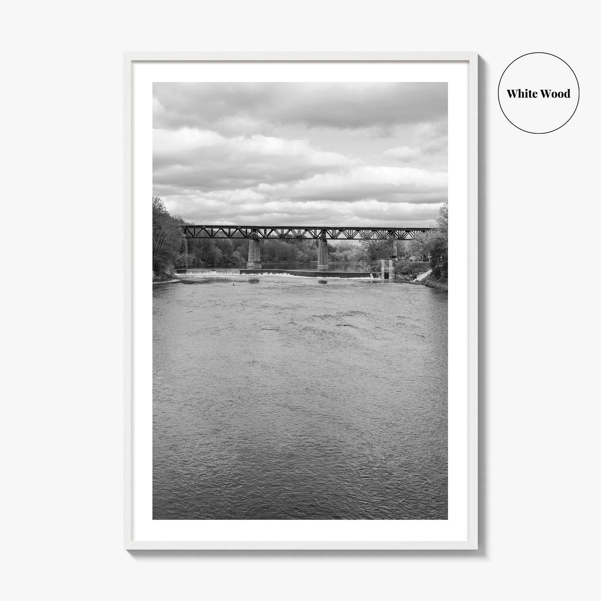 Paris Ontario Black and White Fine Art Photo Print, Grand River Bridge Canada Poster