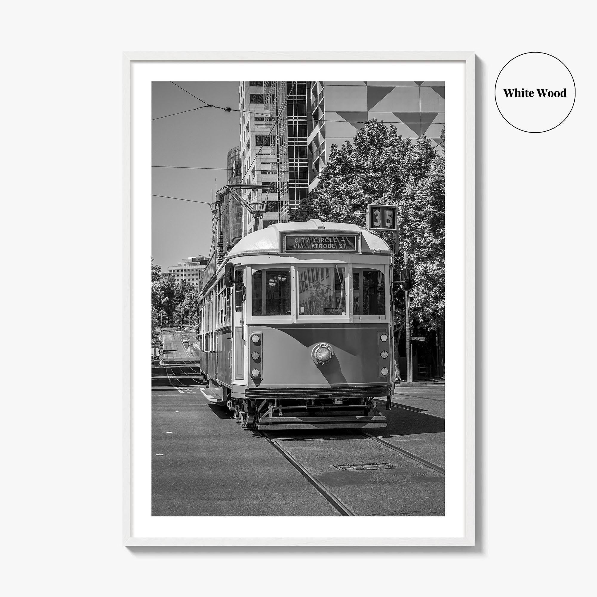 Melbourne Black and White Fine Art Photo Print, Victoria Australia, W Class Tram Poster