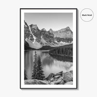 Moraine Lake Black and White Fine Art Photo Print, Banff, Alberta Canada