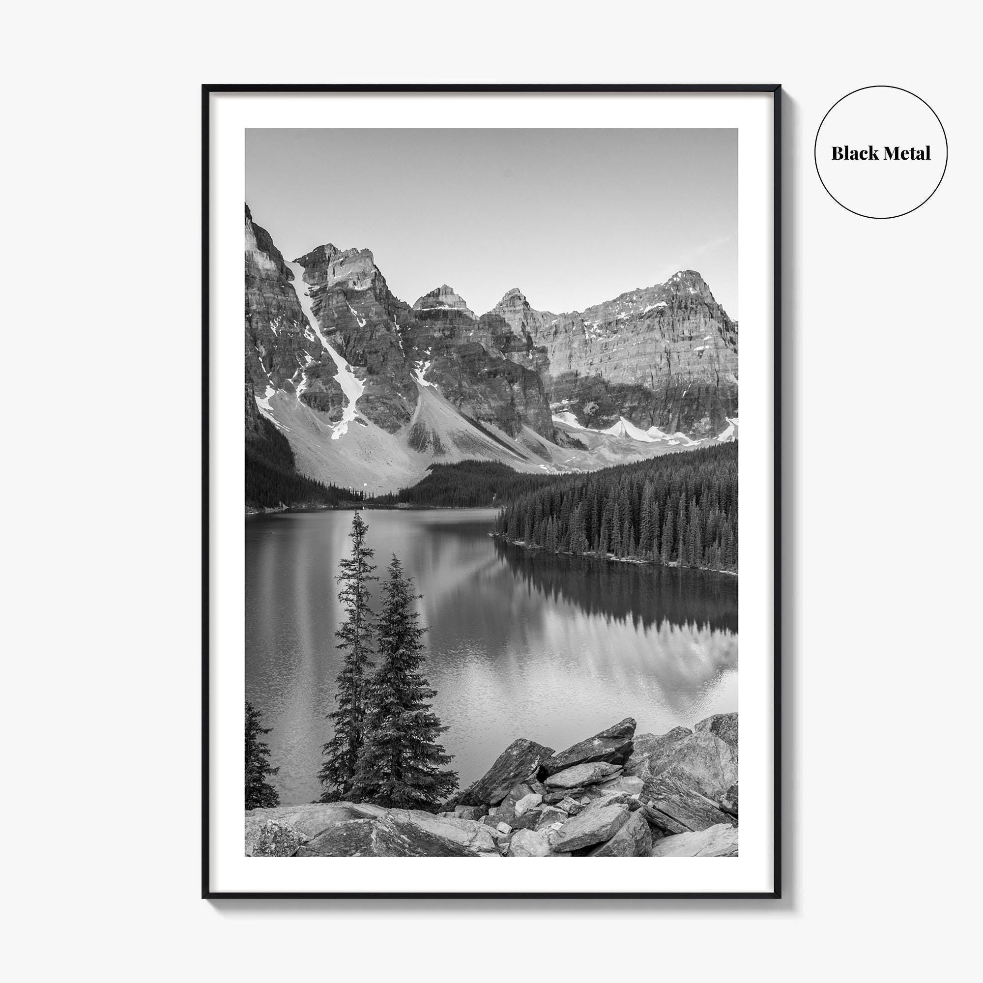 Moraine Lake Black and White Fine Art Photo Print, Banff, Alberta Canada