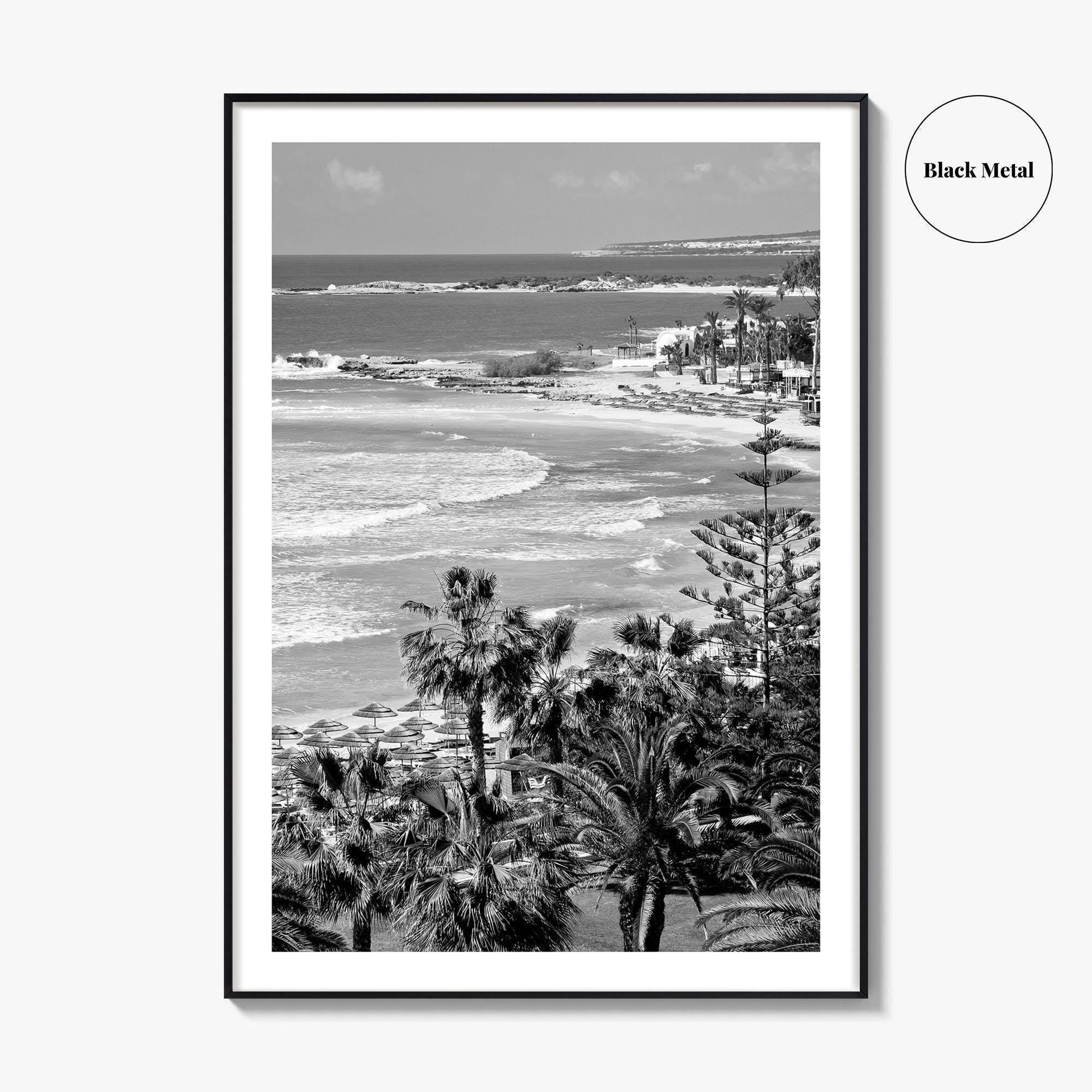 Cyprus Black and White Fine Art Photo Print, Mediterranean Sea Coastline Wall Poster, Europe