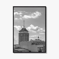 Fresno Skyline Black and White Fine Art Photo Print, Downtown California Poster