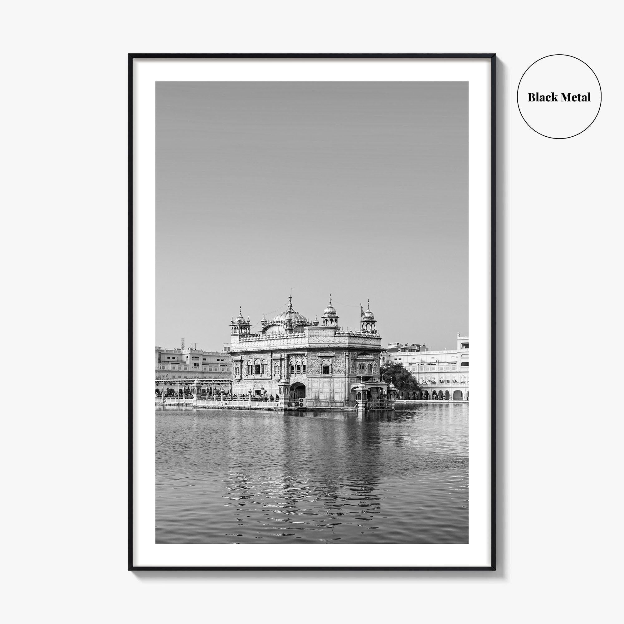 Golden Temple Amritsar Black and White Fine Art Photo Print, Harmandir Sahib India Poster